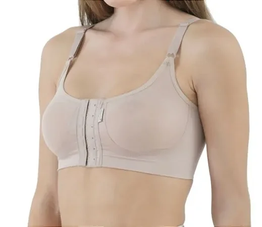 MACOM - SUTIÃ C/ FECHAMENTO FRONTAL E BUSTO FLEXIVEL C/ ELÁSTICO-BEGE- M