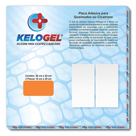 KELOGEL - PLACA DE SILICONE P/ QUEIMADOS E CICATRIZES - 10x20cm - 2 UNIDADES