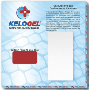 KELOGEL - PLACA DE SILICONE P/ QUEIMADOS E CICATRIZES - 10x20cm - 1 UNIDADE