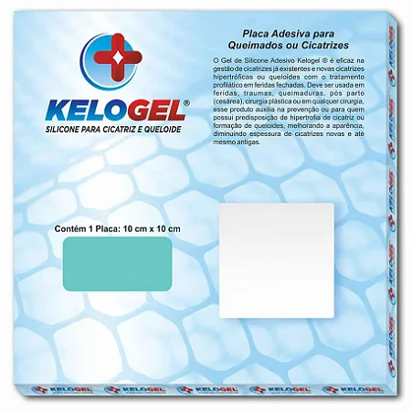 KELOGEL - PLACA DE SILICONE P/ QUEIMADOS E CICATRIZES - 10x10cm - 1 UNIDADE