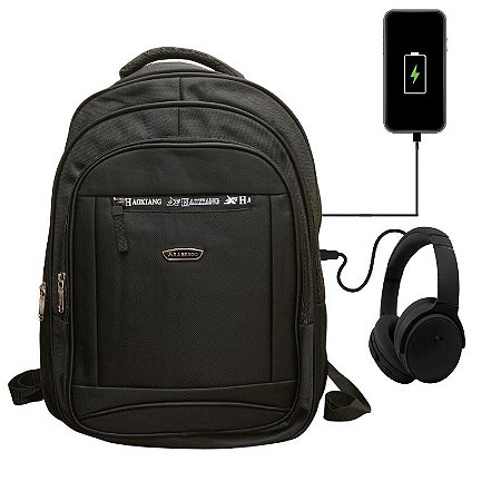 Mochila Viagem Grande Unissex Notebook Impermeável Usb Faculdade Escolar  Reforçada