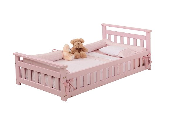 Cama Infantil Com Grade Bella - Rosa