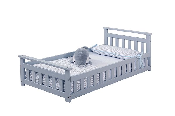 Cama Infantil Com Grade Bella - Cinza