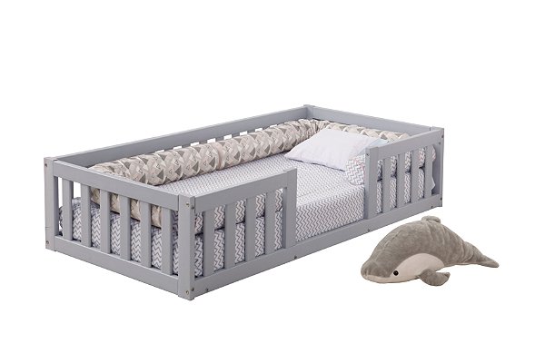 Cama Infantil Com Grade Bia - Cinza