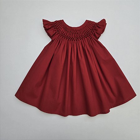 VESTIDO CASINHA DE ABELHA VERMELHO BORDADO VERMELHO