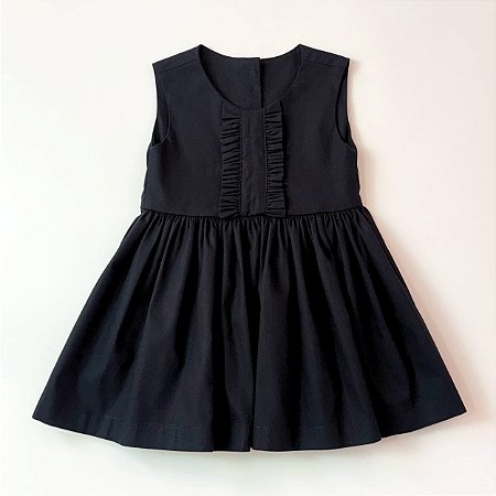 Vestido Vitória preto com babado na pala