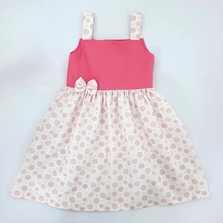 VESTIDO DAFNE ROSA COM BOLAS ROSA