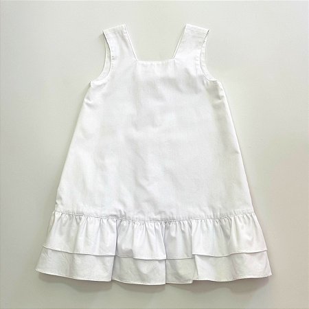 VESTIDO LARA BRANCO COM BABADOS E DECOTE QUADRADO