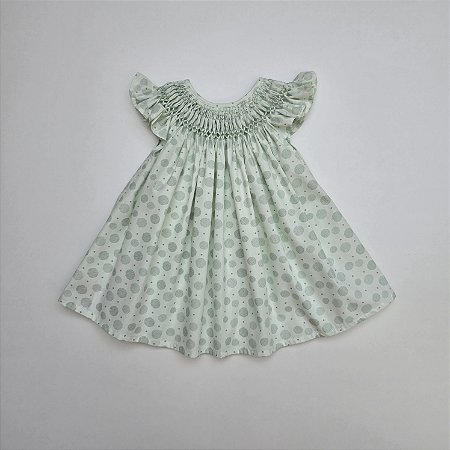 VESTIDO CASINHA DE ABELHA VERDE CLARO COM BOLAS