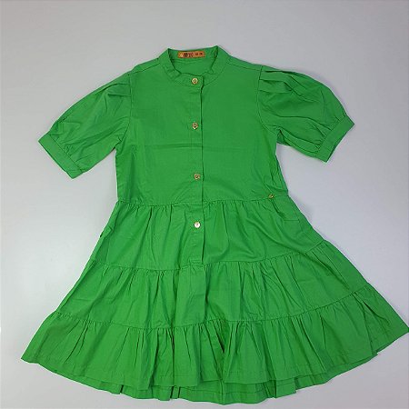 VESTIDO TRÊS MARIAS GL PADRE MC FRANZIDA VERDE
