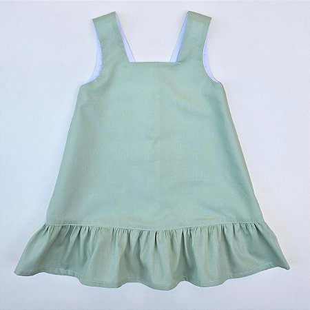VESTIDO LARA VERDE CAVADO DECOTE QUADRADO E COM BABADOS