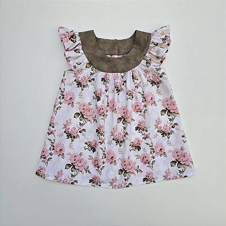 VESTIDO ÍSIS FLORIDO BRANCO E ROSA