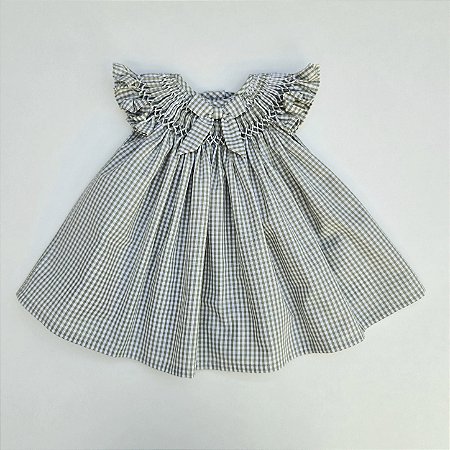 VESTIDO CASINHA DE ABELHA XADREZ VERDE COM BRANCO