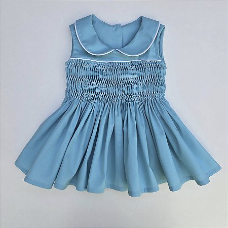 VESTIDO VT AZUL TIFFANY BORDADO CASINHA DE ABELHA