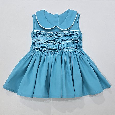 VESTIDO VT AZUL TIFFANY BORDADO CASINHA DE ABELHA