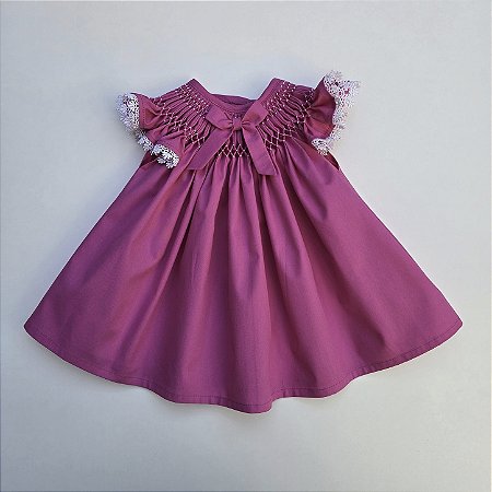 VESTIDO CASINHA DE ABELHA PINK COM RENDAS BRANCAS BORDADOS BRANCO