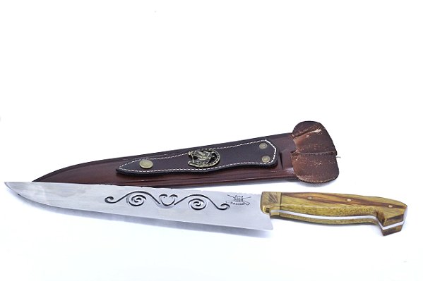 PICANHEIRA ARTISTICA AÇO INOX 10 POLEGADAS - CABO EM MADEIRA NOBRE