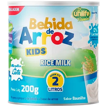 Bebida de Arroz Kids Rice Milk Sem Lactose 200g Unilife