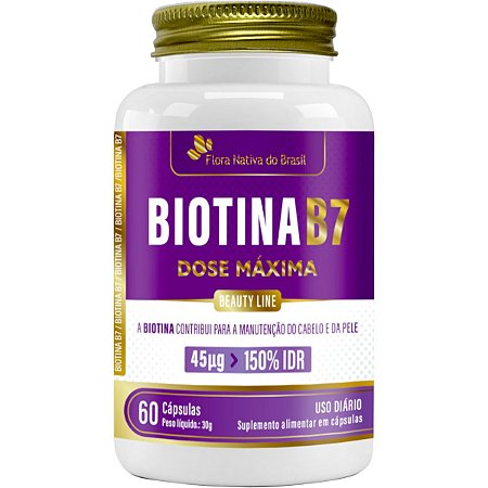 Biotina Vitamina B7 60 Cápsulas Flora Nativa