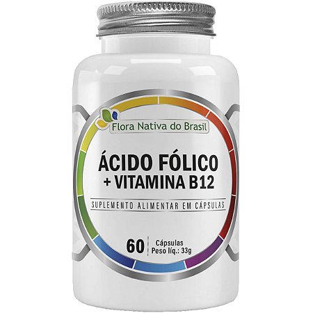 Vitamina B12 Ácido Fólico e Ferro 60 Cápsulas Flora Nativa