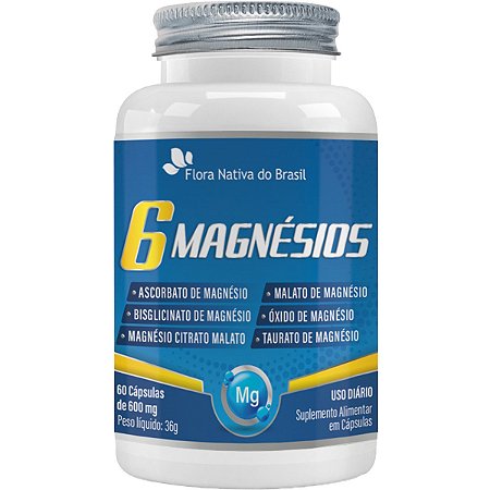 6 Magnésios 60 Cápsulas Flora Nativa