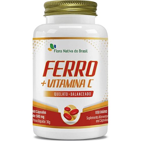 Ferro e Vitamina C 60 Cápsulas Flora Nativa