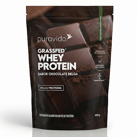 Whey Protein Grassfed Chocolate Belga 900g Puravida