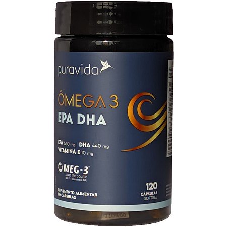 Ômega 3 EPA DHA 120 Cápsulas Puravida