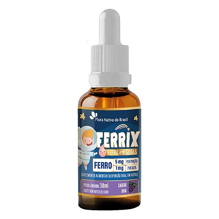 Ferro Em Gotas Ferrix Kids 30ml Flora Nativa Sabor Uva