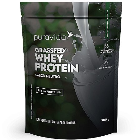 Whey Protein Grassfed Sabor Neutro 900g Puravida