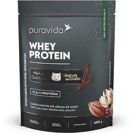Whey Protein Isolado Chocolate Língua De Gato Puravida 450g