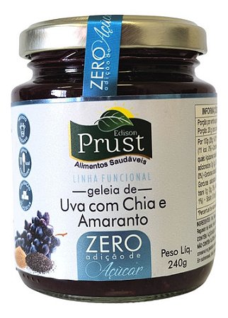Geleia De Uva Com Chia E Amaranto Zero Açucar 240g Prust