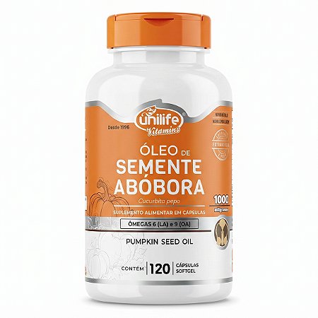 Óleo De Semente De Abóbora 120 Cápsulas Unilife
