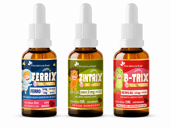 Kit Ferrix + Zintrix + B trix em Gotas Flora Nativa