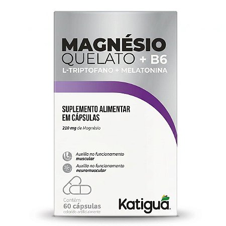 Magnésio Quelato B6 Melatonina 60 Cápsulas Katiguá