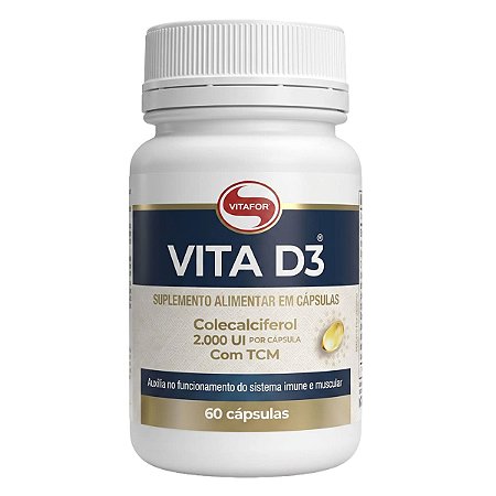Vita D3 Suplemento De Vitamina D3 60 Cápsulas Vitafor