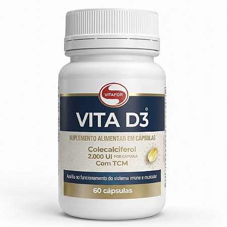 Vita D3 Suplemento De Vitamina D3 60 Cápsulas Vitafor