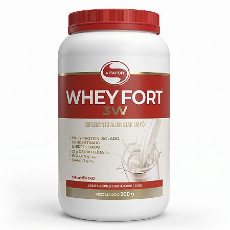 Proteína Whey Fort 3w Sabor Neutro 900g Vitafor
