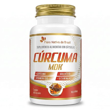 Cúrcuma Mdk Vitamina D3 Magnésio 60 Caps Flora Nativa
