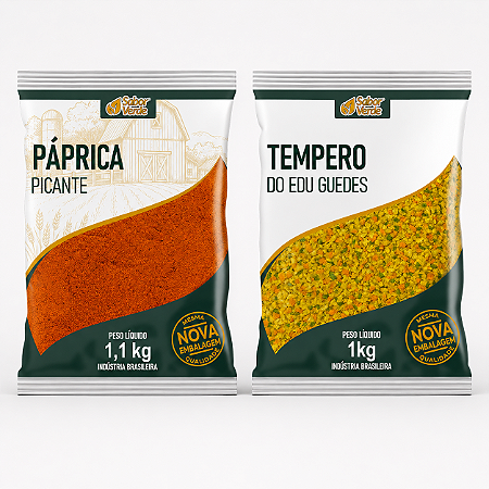 Kit Tempero Do Edu 1kg + Páprica Picante 1,1kg Sabor Verde