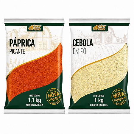 Kit Cebola Pó 1kg + Páprica Picante 1,1kg Sabor Verde