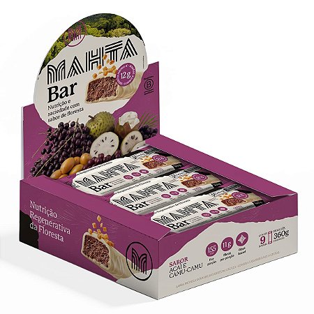 Barra de Proteína Sabor Açaí Display 9 Unidades Mahta