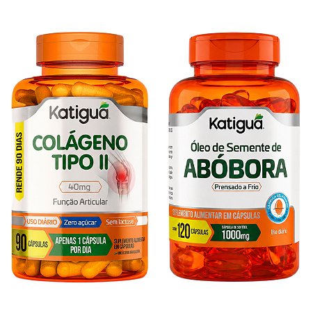 Kit Colágeno Tipo II 40mg + Óleo de Semente de Abóbora Katiguá
