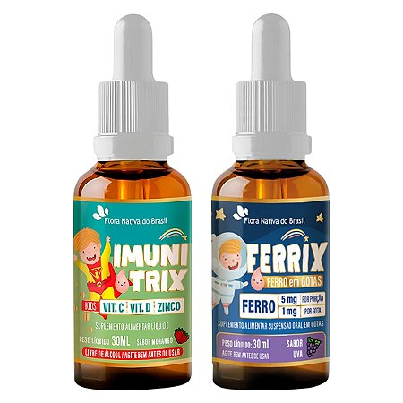 Kit Imunitrix Kids + Ferrix Ferro em Gotas Flora Nativa