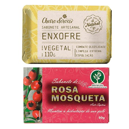 Kit Sabonete de Enxofre + Rosa Mosqueta Cheiro D'Ervas e Bionature