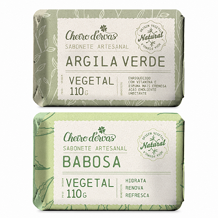 Kit Sabonetes de Argila 110g + Sabonete de Babosa 110g Cheiro de Ervas