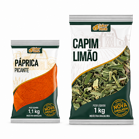 Kit Páprica Defumada 1,1kg + Capim-limão 1kg Sabor Verde