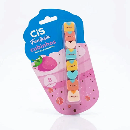 KIT 8 MINI BORRACHINHAS CIS FANTASIA CUBINHOS ESCOLAR COR VARIADA