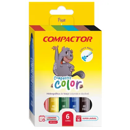 CANETINHA HIDROGRÁFICA COLOR COMPACTOR 6 NÚCLEOS PONTA DE 1 A 4mm