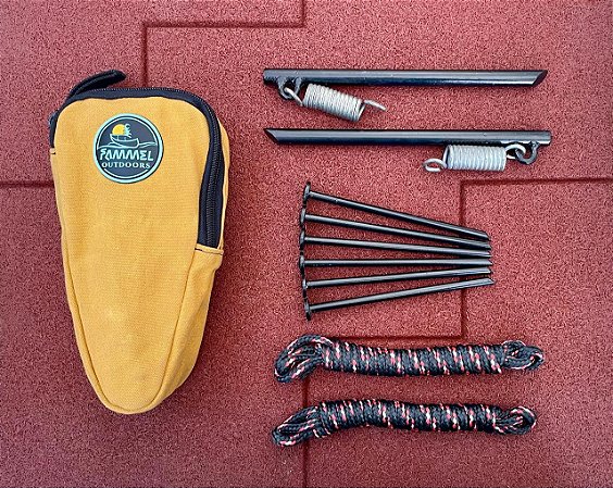 Kit de estacas e cordas estabilizadoras para toldo e piso ecológico